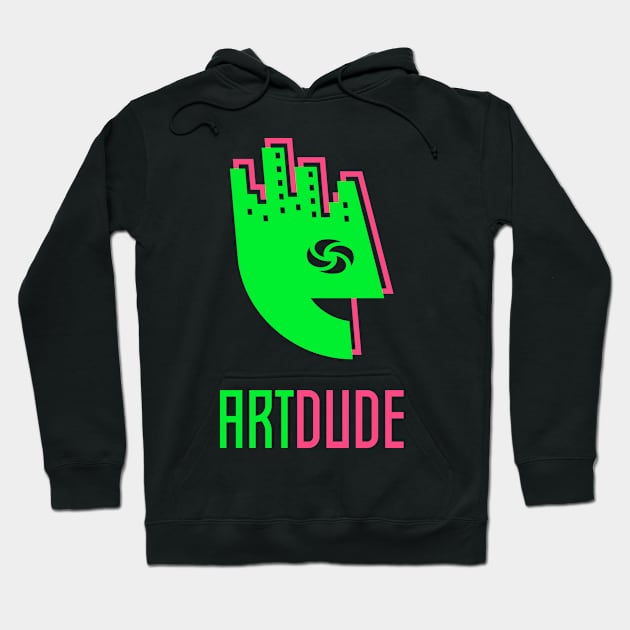 YourArtDude Logo In Lime And Magenta Hoodie by yourartdude